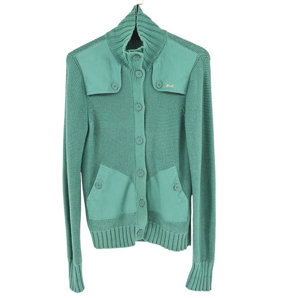Vintage Le Tigre Green 100% Cotton Cardigan Jacket‎ Chore Pockets Button Up